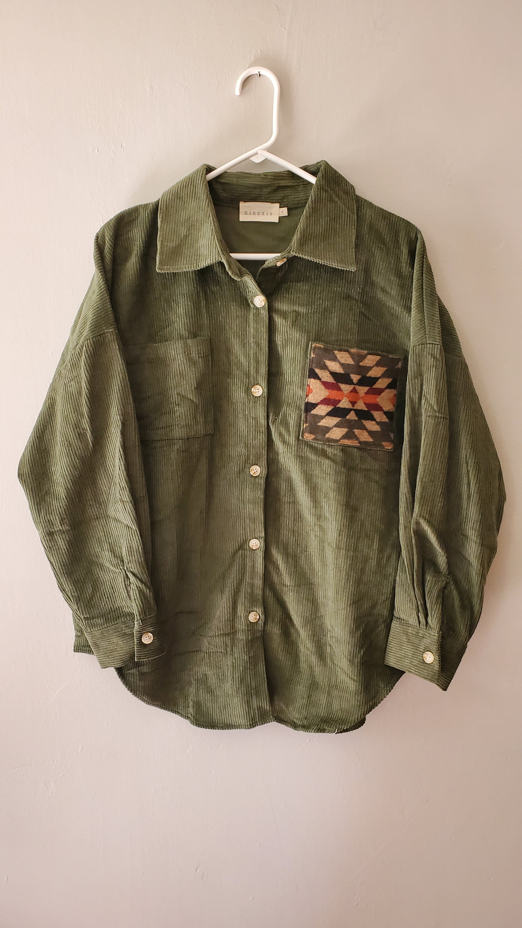 SMALL Corduroy Shacket  - Olive