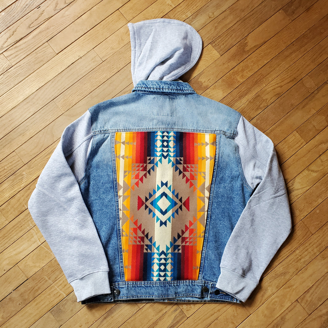 Women's Large - Custom Denim Sweatshirt Jacket