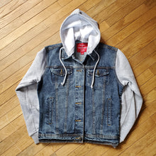 Load image into Gallery viewer, Women&#39;s Small - Custom Denim Sweatshirt Jacket
